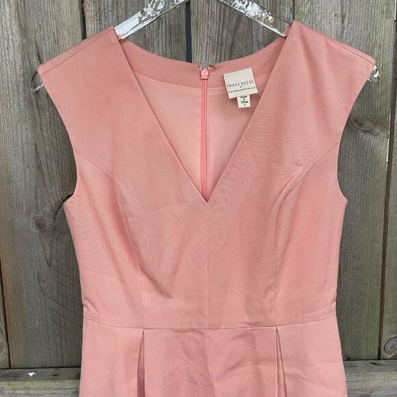 Anthropologie X Tracy Reese Dress Painterly Pleated Mini Fit & Flare Pink Size 2 - Picture 3 of 11